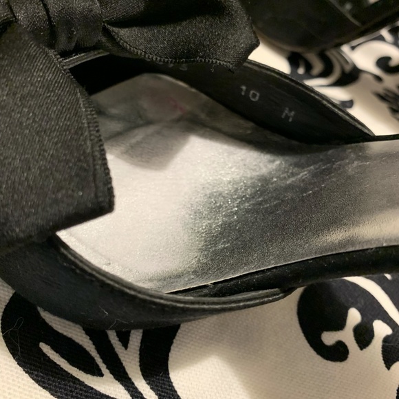Stuart Weitzman formal black satin peep toe stiletto shoes size 10 - Picture 9 of 14